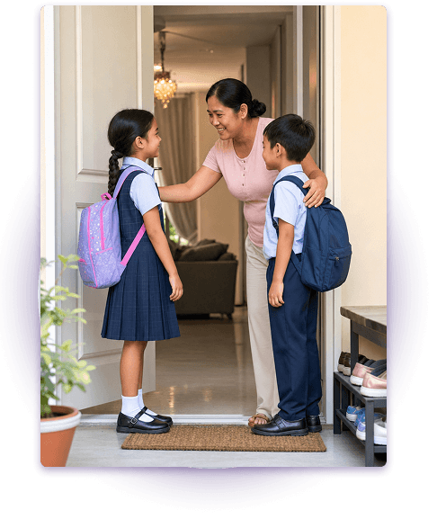 Maid with childcare experience supervising children