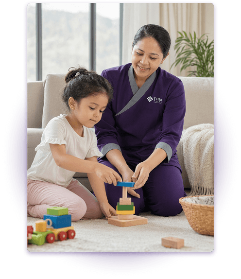 Maid with childcare experience supervising children