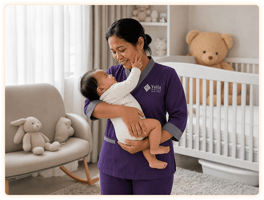 Full-time maid helping a family at home in Sharjah
