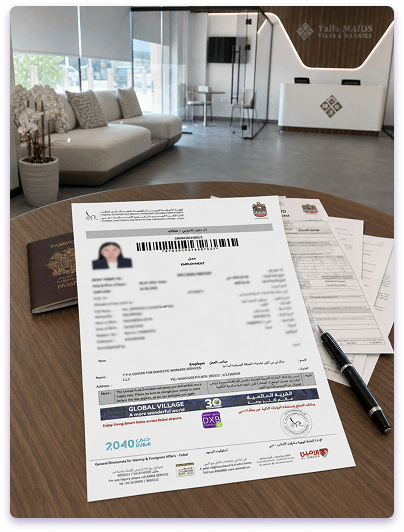 Maid visa application completed online from a Fujairah home