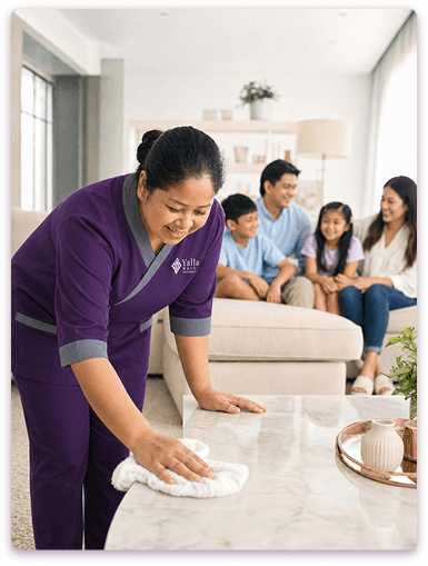 Live-out maid from Yalla Maids arriving at a modern Abu Dhabi home